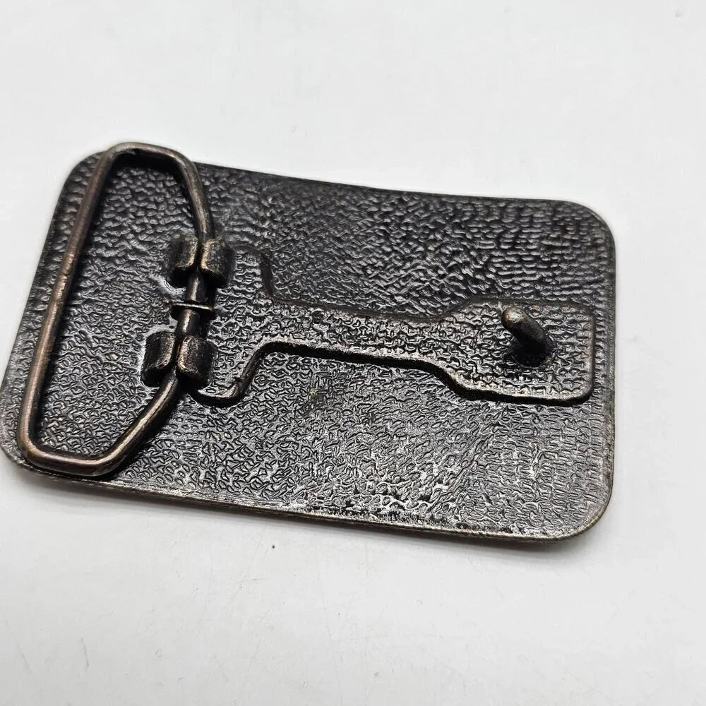 Adams Goldstripe Brass Metal Belt Buckle Rectangular Western Floral Detail Vinta